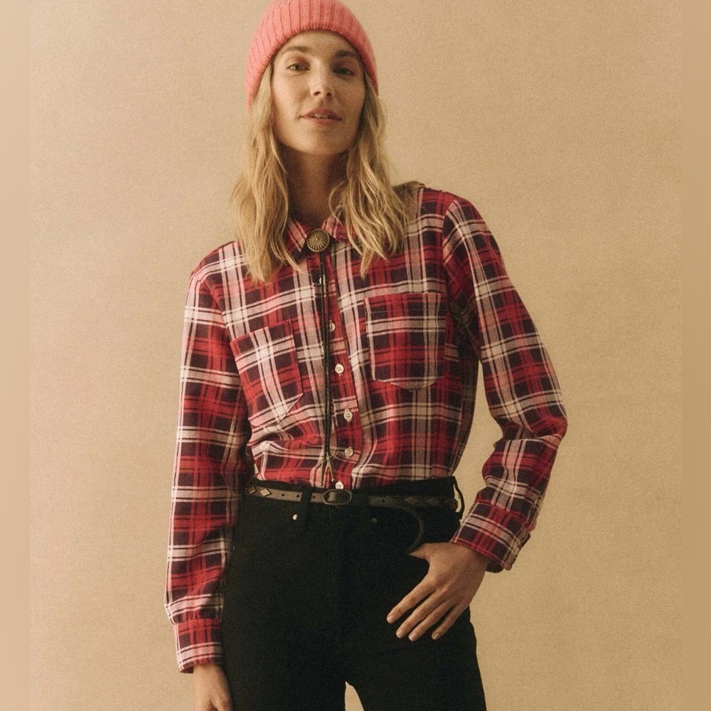 THE GREAT. Red Plaid Button Down Shirt